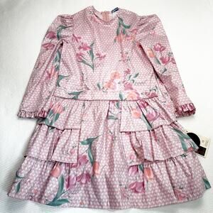 Polly Flinders vintage floral layered tulip 90s dress size 10